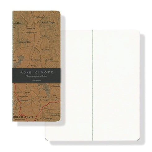 Yamamoto Ro-Biki Notebook 3.6" x 8.3" Blank Basic Chiffon Paper | Topographical Map