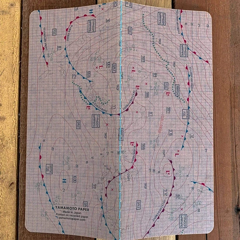 Yamamoto Ro-Biki Notebook 3.6" x 8.3" Blank Basic Chiffon Paper | Weather Map