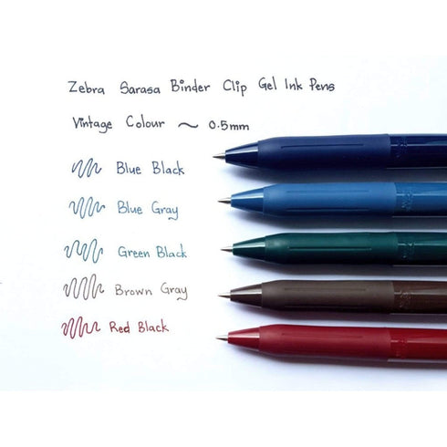 Zebra Sarasa VINTAGE 0.5mm Push Clip Gel Pen - ALL Colors!