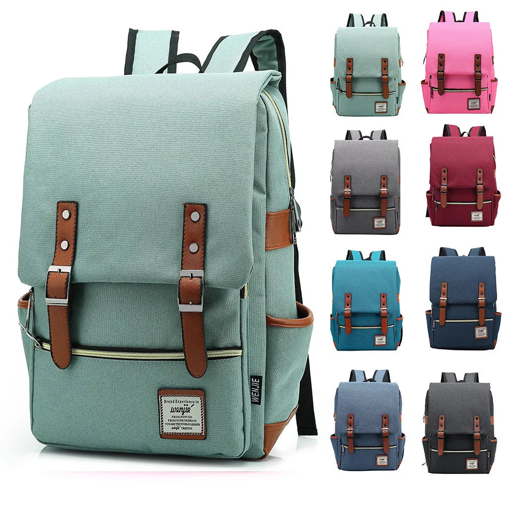 Students Leisure Laptop Retro Schoolbags Leather Travel Bag