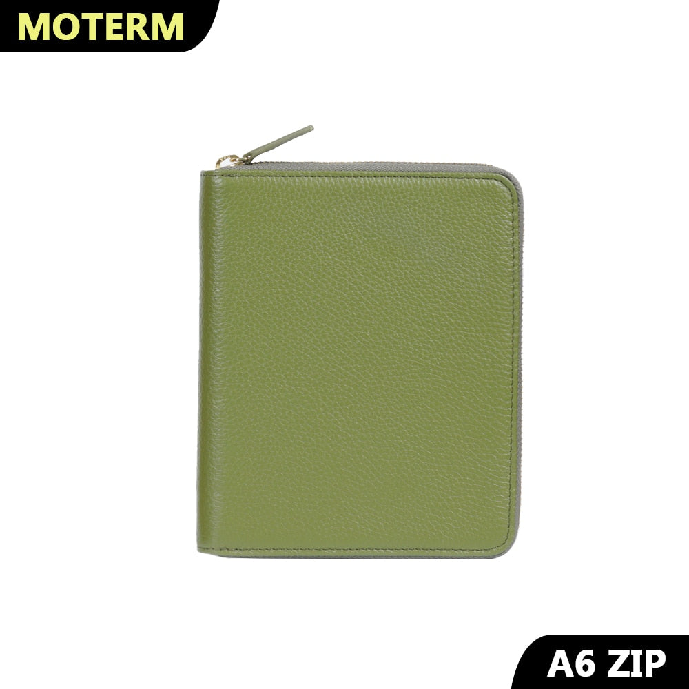 Moterm A6 Genuine Leather A6 Zippered Cover with Back Pocket
