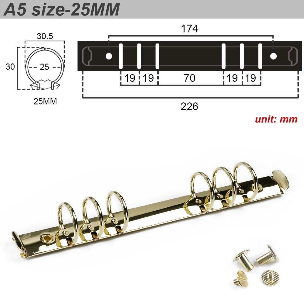 30mm Rose Gold Silver Bundle Pocket Rings & Screws A7 Binder Mechanism  Planner