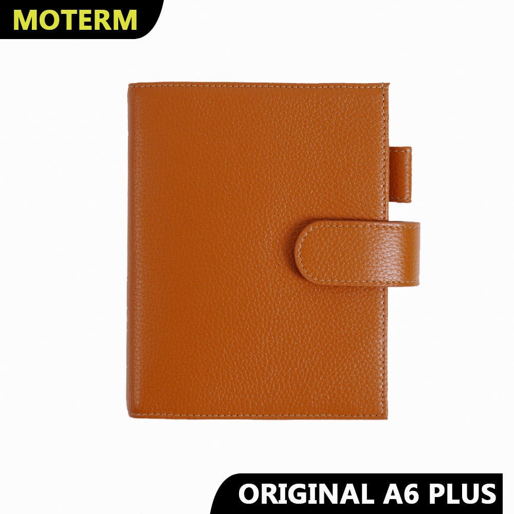 A7 2.0 Brown luxe Moterm Litchi pebbled Leather|6 ring binder|Pocket Rings  Planner|A7 Notebook|Mini Agenda|Diary Journal