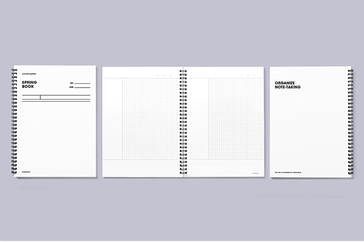MOTEMOTE White SPRING Book Notebook Cornell Ruled 5mm Grid 100 Pages ...