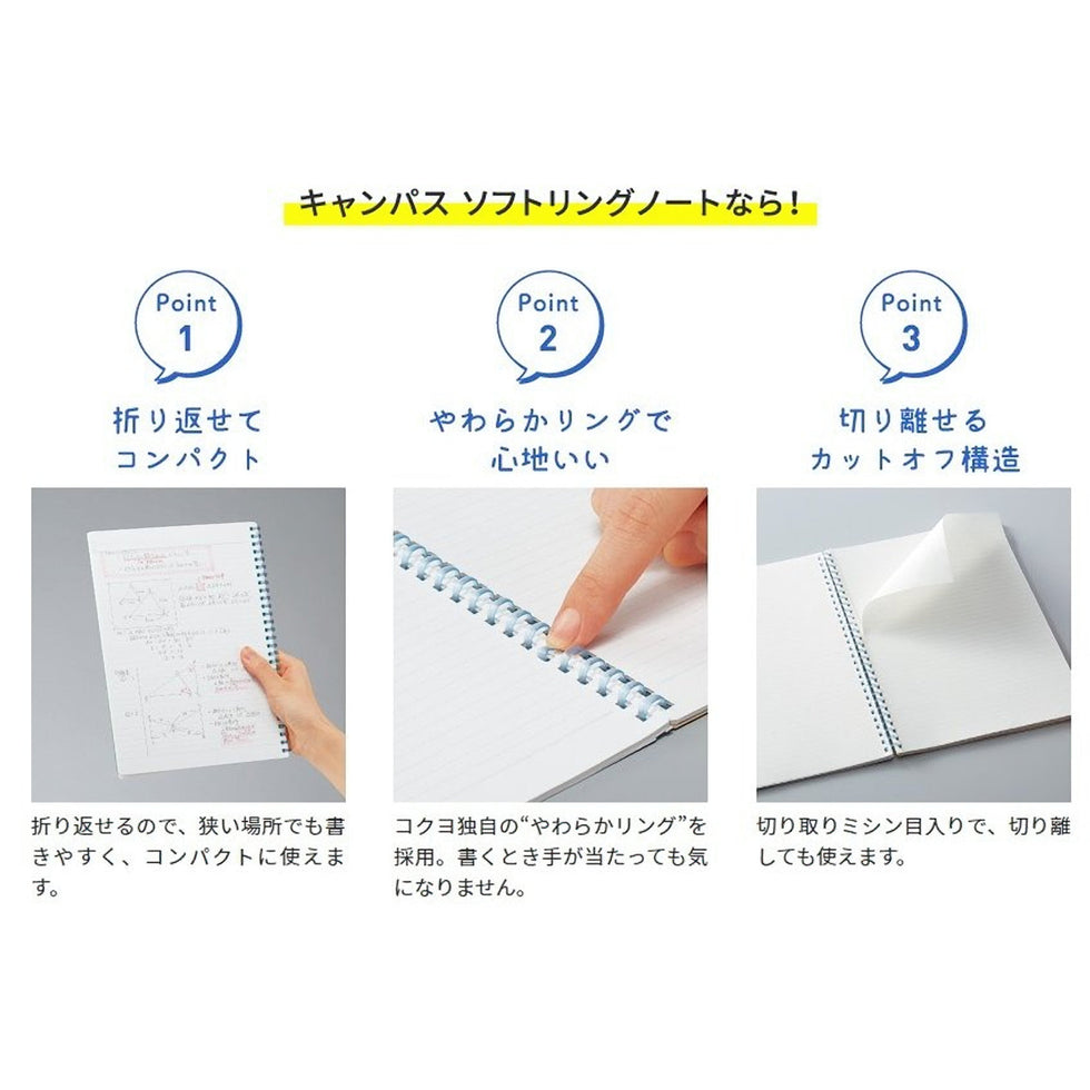 Kokuyo B5 Soft Ring BLUE SUMMER Edition Notebook Dotted Line 6 Mm Rule ...