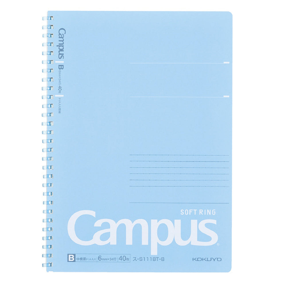 Kokuyo B5 Soft Ring BLUE SUMMER Edition Notebook Dotted Line 6 mm Rule ...
