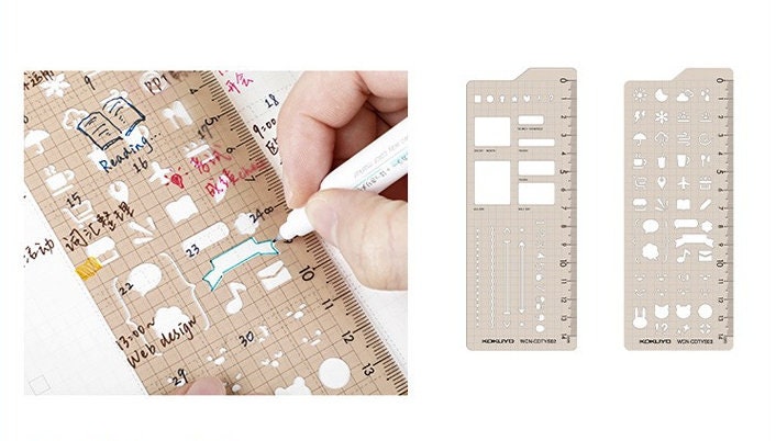 Kokuyo MO Series Stencil Template Boxes Lines Numbers Dividers Banners –  The Stationery Manor!