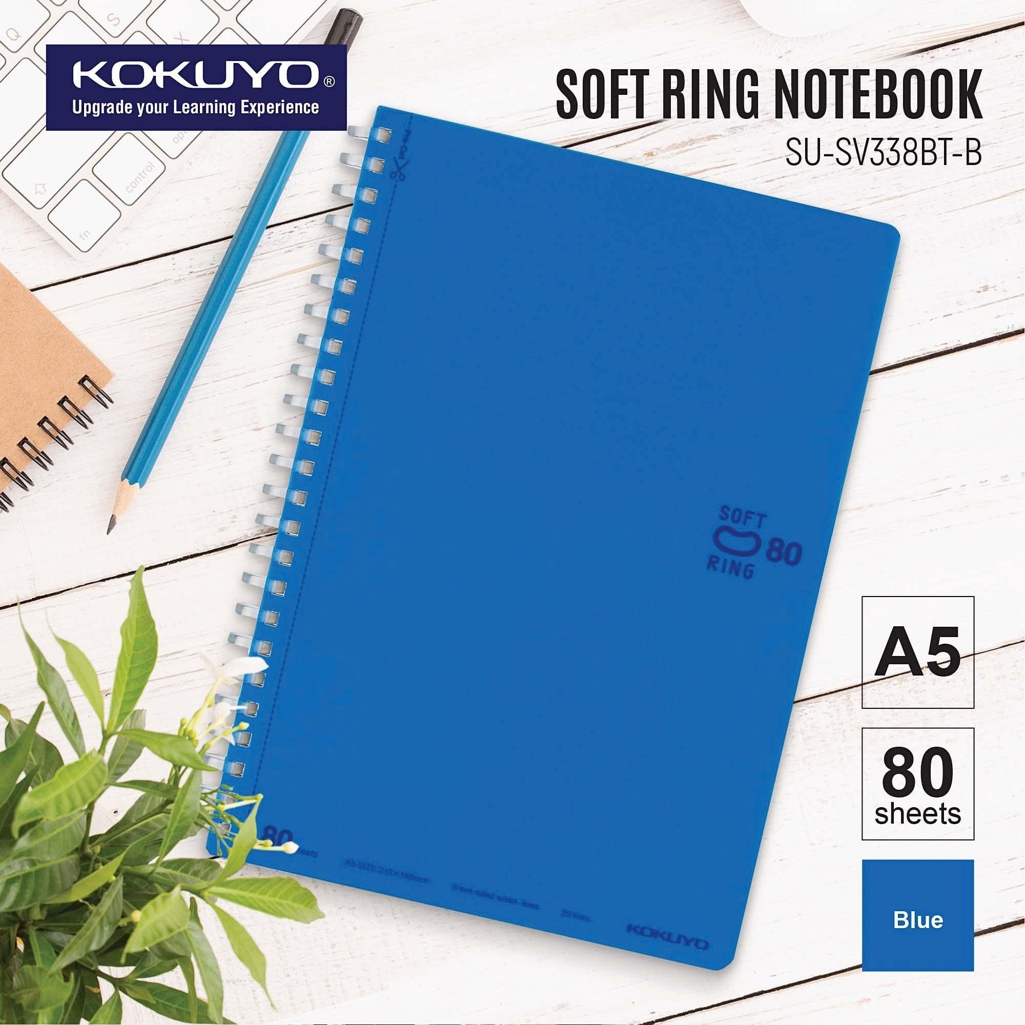 Kokuyo A5 Soft Ring BLUE Notebook Dotted Line 6 mm Rule