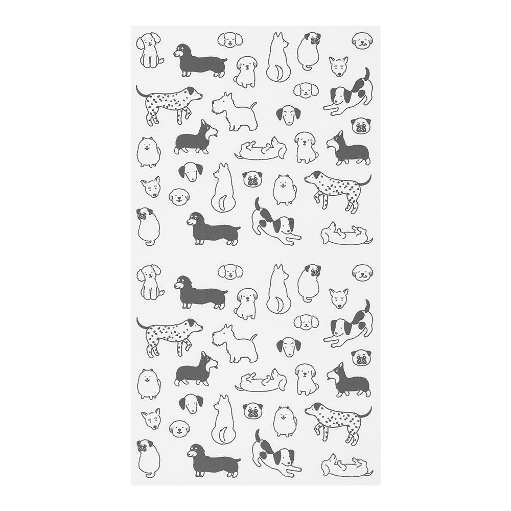 Midori Seal Collection DOGS CHAT SERIES Black and White Planner Sticke ...