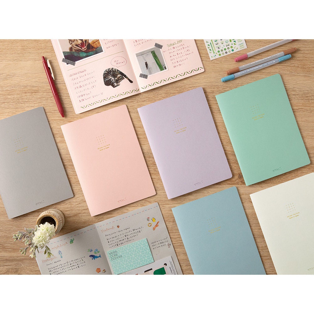 Midori A5 GREEN Color DOT GRID 5mm Notebook Color Pages Midori A5 Note ...