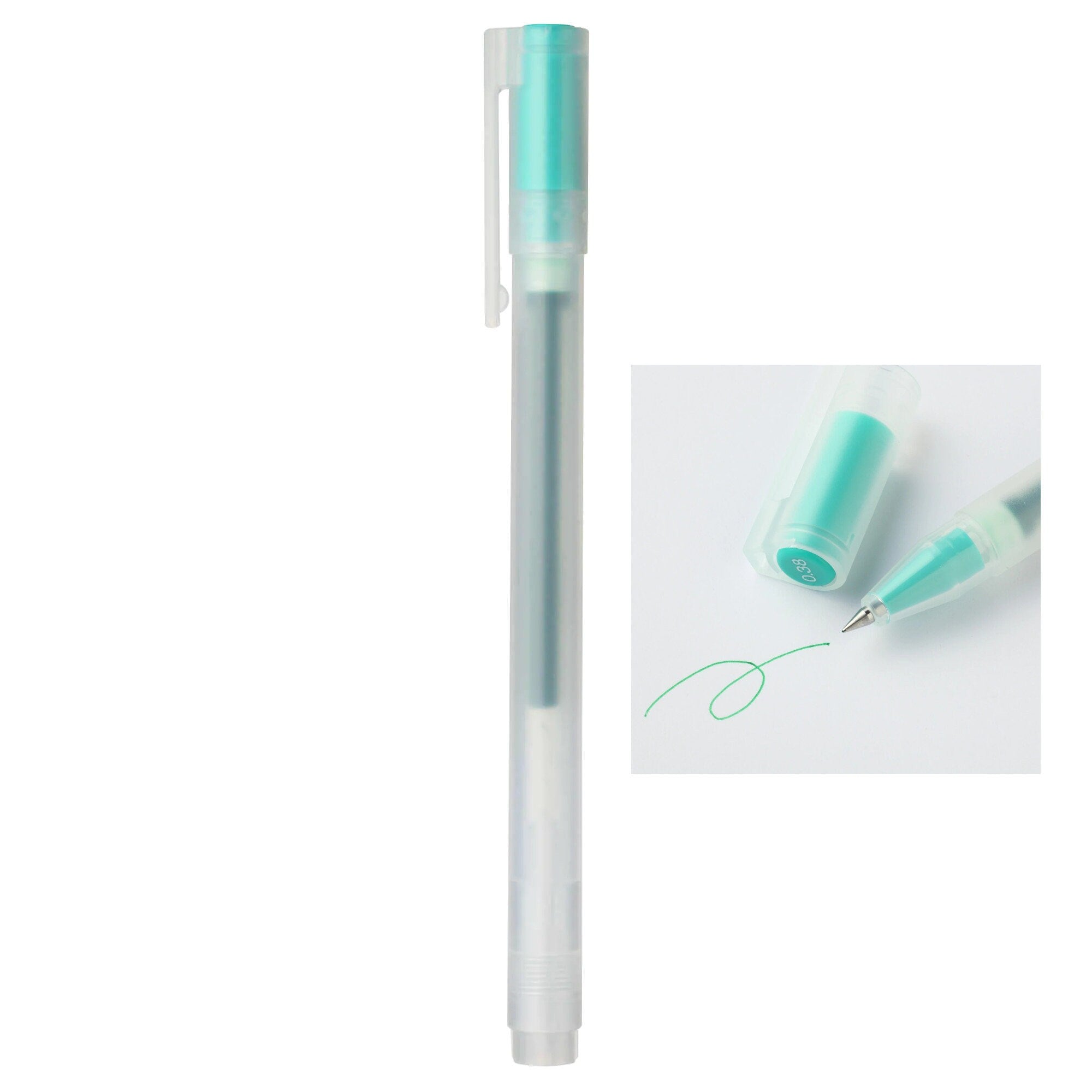 MUJI Japan YELLOW GREEN Gel Ink Cap Type Ballpoint Pen 0.38mm Muji Gel –  The Stationery Manor!