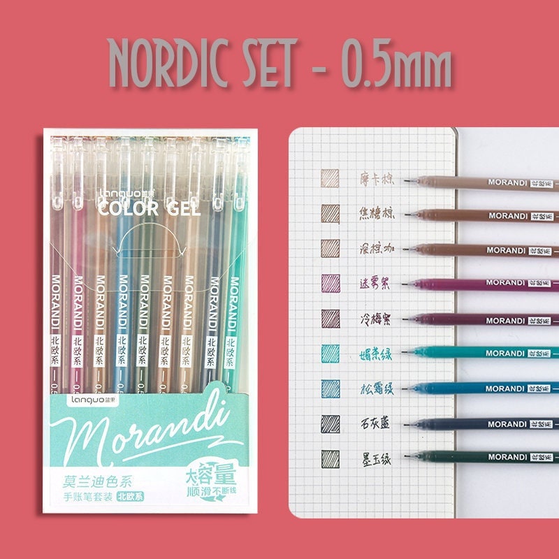 Languo Morandi NORDIC SET Color Gel 9 Pen Set 0.5mm Black Out Planning –  The Stationery Manor!