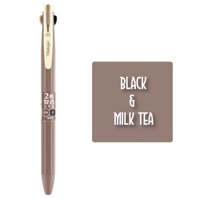 Dianshi MILK TEA & BLACK Retractable Two Way Two Color Ink Stone Series Saturated Ink Gel Pen 0.5mm | DS608 Highly Recommend