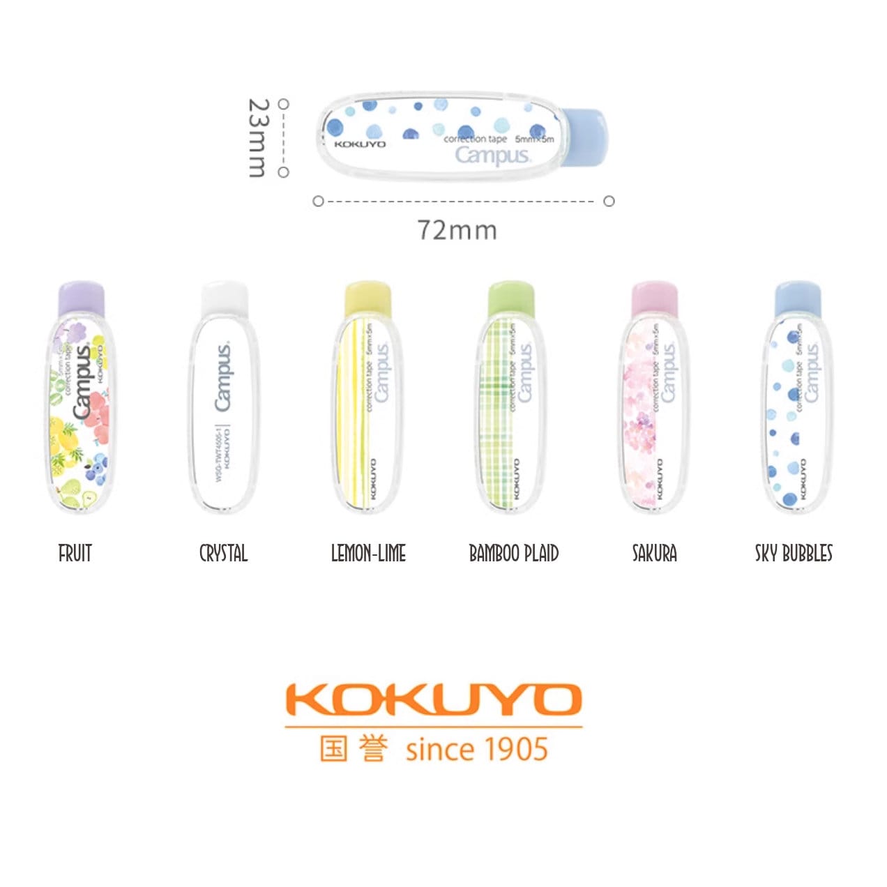 CRYSTAL KOKUYO Spring Series 5mm X 5m Correction Tape White Correction Tape Rewritable Correction Tape | WSG-TWT4505