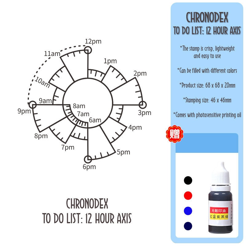 CHRONODEX Stamp To Do List Stamp Schedule Stamps 12 Hour Axis Stamp Chronodex Stamp Planner Stamp Bujo Stamp Notebook Stamp