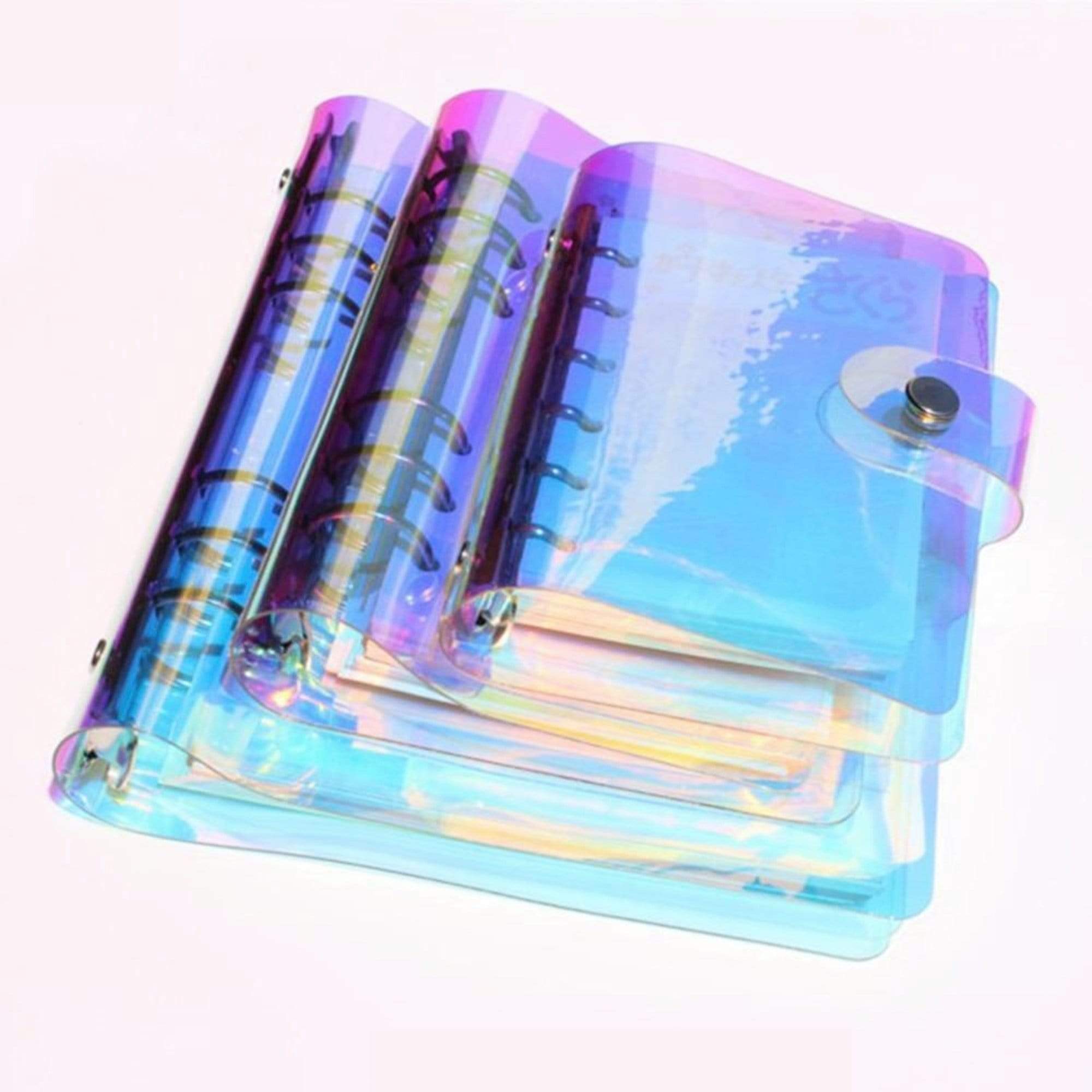 PVC Laser-Cut Hologram Holographic 6 Ring Rainbow Snap Closure Loose L –  The Stationery Manor!