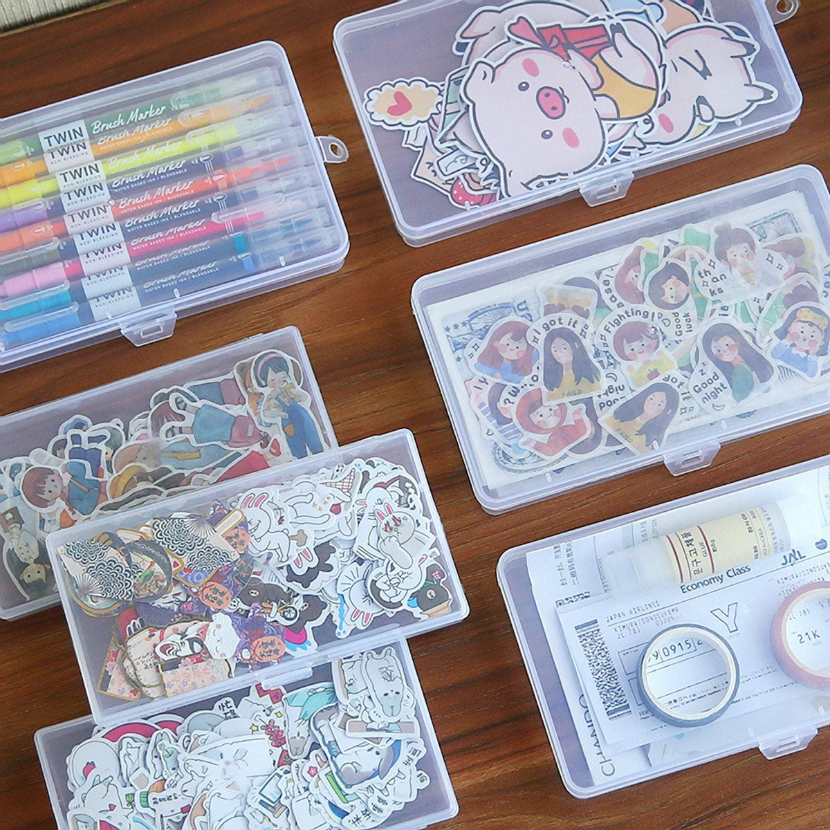 Small Loose Sticker Storage Box Planner Storage Clear Plastic Storage ...