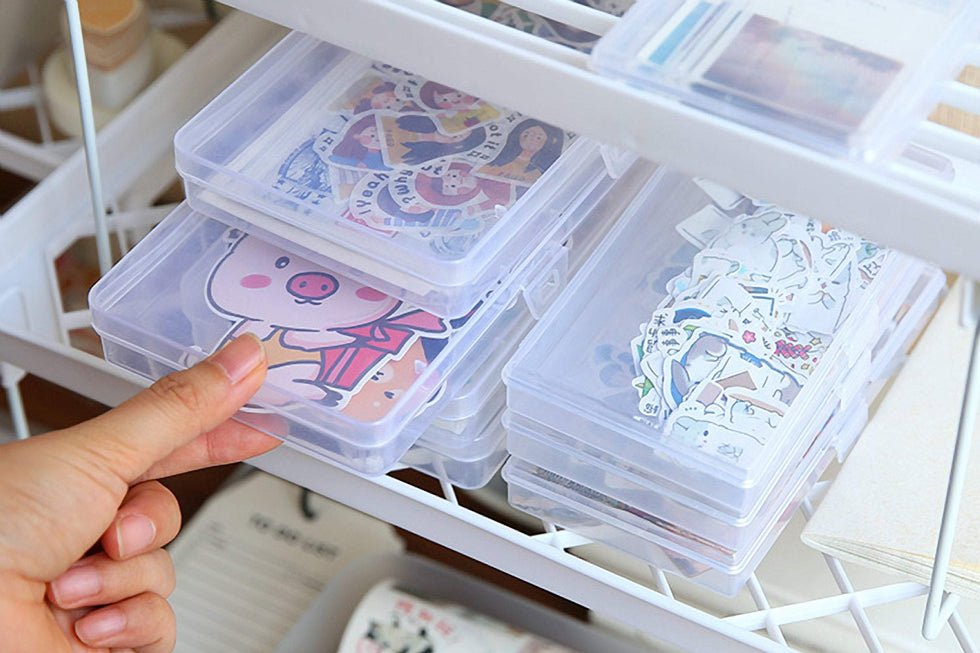 Small Loose Sticker Storage Box Planner Storage Clear Plastic Storage ...